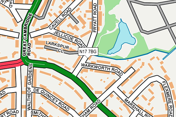 N17 7BG map - OS OpenMap – Local (Ordnance Survey)