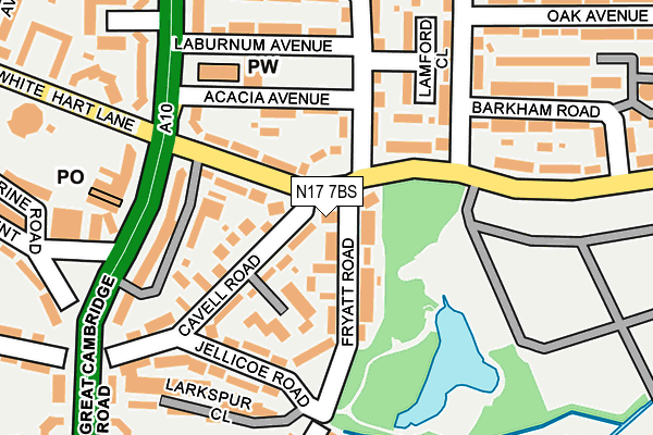 N17 7BS map - OS OpenMap – Local (Ordnance Survey)