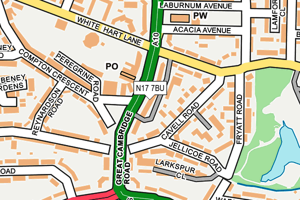 N17 7BU map - OS OpenMap – Local (Ordnance Survey)