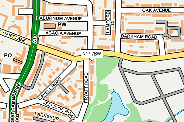 N17 7BW map - OS OpenMap – Local (Ordnance Survey)