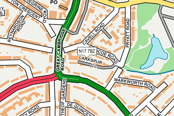 N17 7BZ map - OS OpenMap – Local (Ordnance Survey)