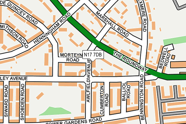 N17 7DB map - OS OpenMap – Local (Ordnance Survey)