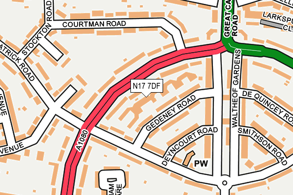 N17 7DF map - OS OpenMap – Local (Ordnance Survey)