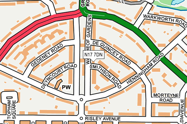 N17 7DN map - OS OpenMap – Local (Ordnance Survey)