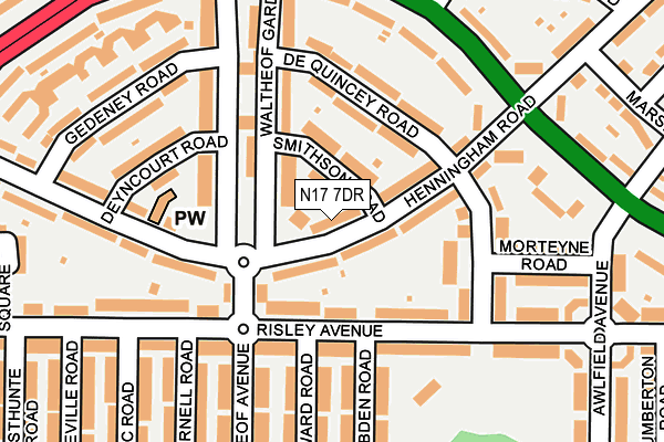N17 7DR map - OS OpenMap – Local (Ordnance Survey)