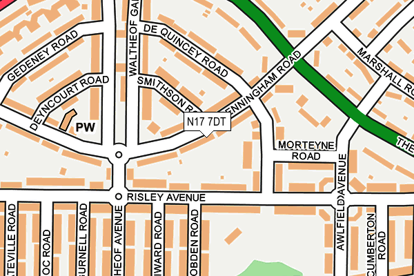 N17 7DT map - OS OpenMap – Local (Ordnance Survey)