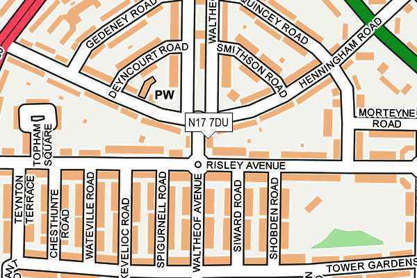 N17 7DU map - OS OpenMap – Local (Ordnance Survey)