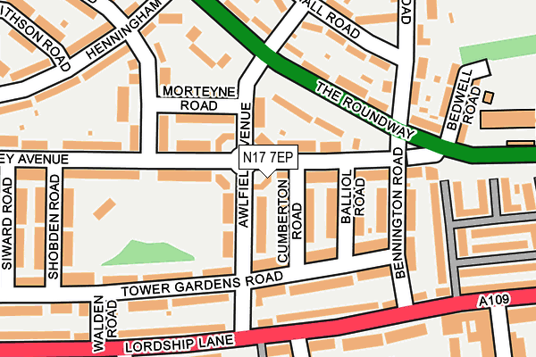 N17 7EP map - OS OpenMap – Local (Ordnance Survey)