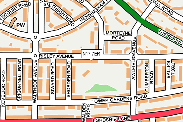N17 7ER map - OS OpenMap – Local (Ordnance Survey)