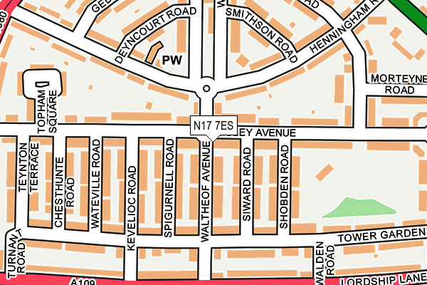N17 7ES map - OS OpenMap – Local (Ordnance Survey)