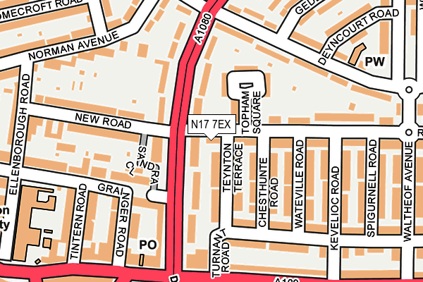 N17 7EX map - OS OpenMap – Local (Ordnance Survey)