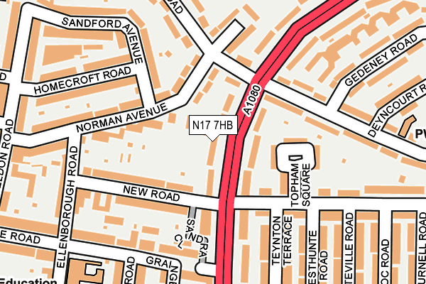 N17 7HB map - OS OpenMap – Local (Ordnance Survey)