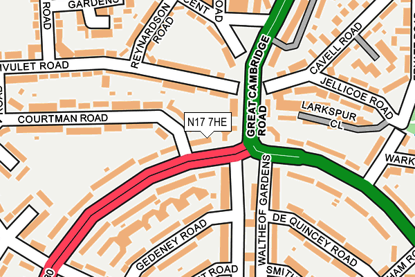 N17 7HE map - OS OpenMap – Local (Ordnance Survey)