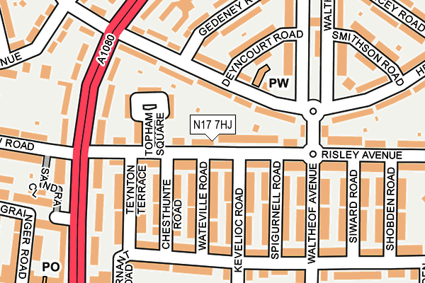 N17 7HJ map - OS OpenMap – Local (Ordnance Survey)