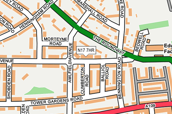 N17 7HR map - OS OpenMap – Local (Ordnance Survey)