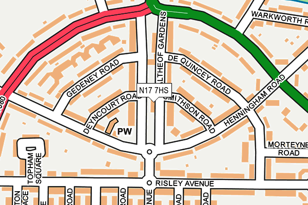 N17 7HS map - OS OpenMap – Local (Ordnance Survey)