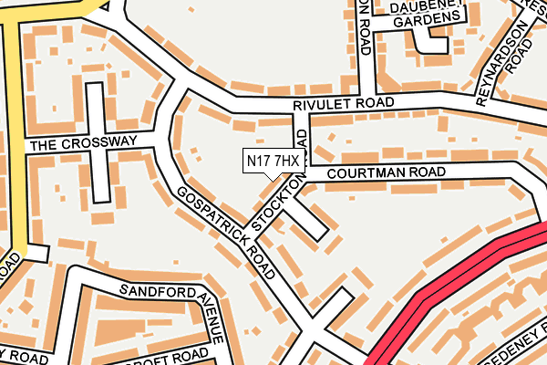 N17 7HX map - OS OpenMap – Local (Ordnance Survey)