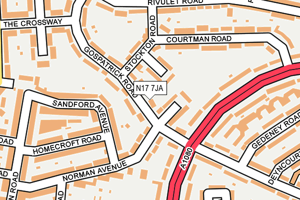 N17 7JA map - OS OpenMap – Local (Ordnance Survey)