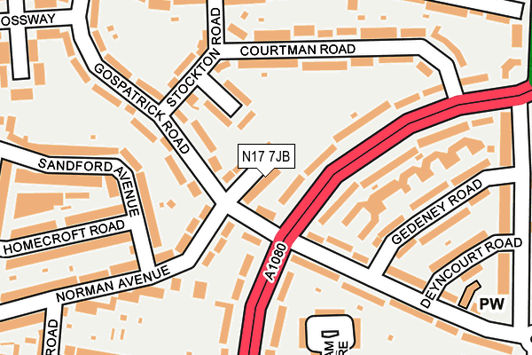 N17 7JB map - OS OpenMap – Local (Ordnance Survey)