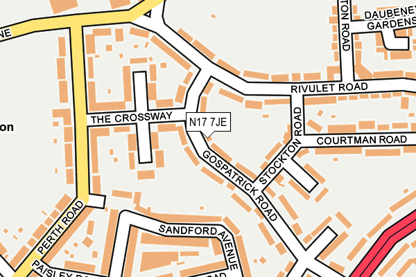 N17 7JE map - OS OpenMap – Local (Ordnance Survey)