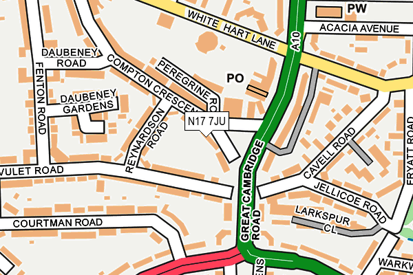N17 7JU map - OS OpenMap – Local (Ordnance Survey)