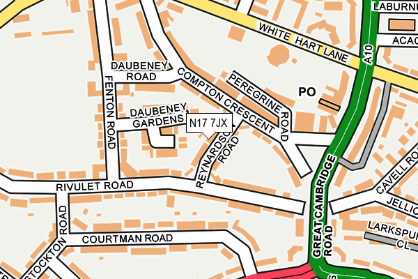N17 7JX map - OS OpenMap – Local (Ordnance Survey)