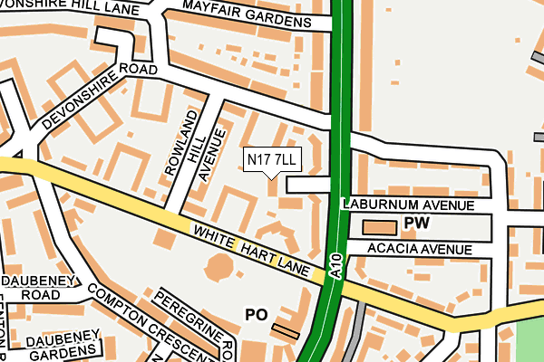 N17 7LL map - OS OpenMap – Local (Ordnance Survey)