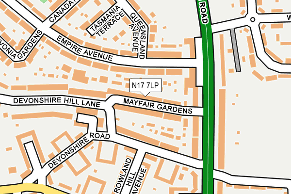 N17 7LP map - OS OpenMap – Local (Ordnance Survey)