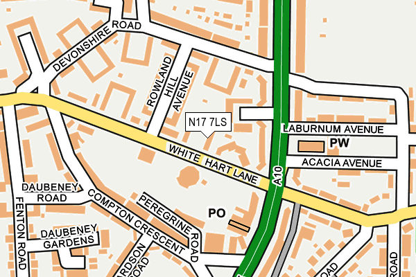 N17 7LS map - OS OpenMap – Local (Ordnance Survey)