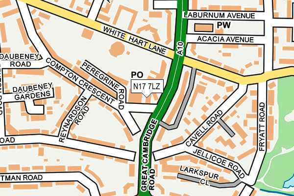 N17 7LZ map - OS OpenMap – Local (Ordnance Survey)