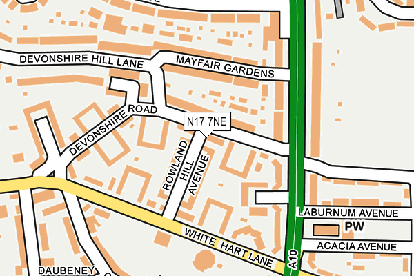 N17 7NE map - OS OpenMap – Local (Ordnance Survey)