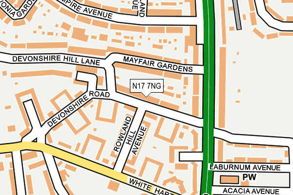 N17 7NG map - OS OpenMap – Local (Ordnance Survey)