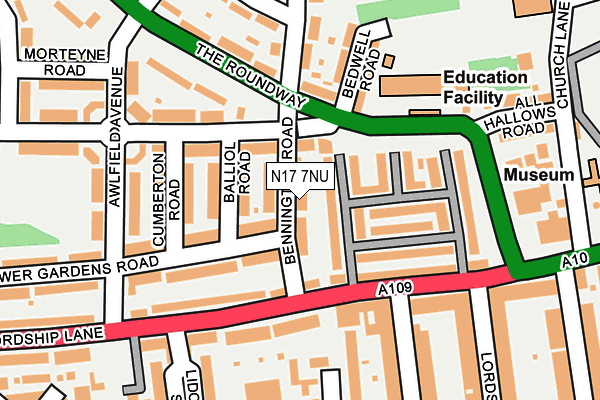 N17 7NU map - OS OpenMap – Local (Ordnance Survey)