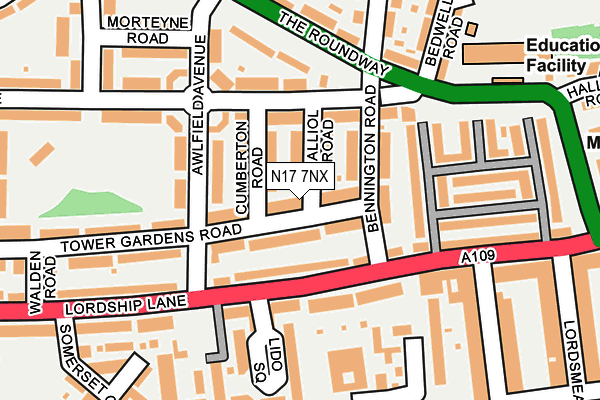 N17 7NX map - OS OpenMap – Local (Ordnance Survey)