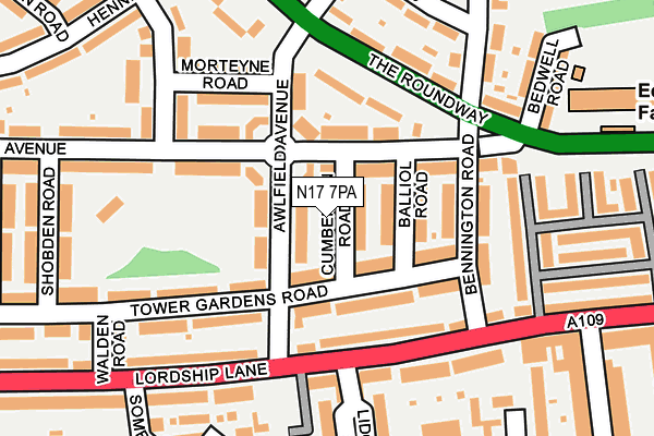 N17 7PA map - OS OpenMap – Local (Ordnance Survey)
