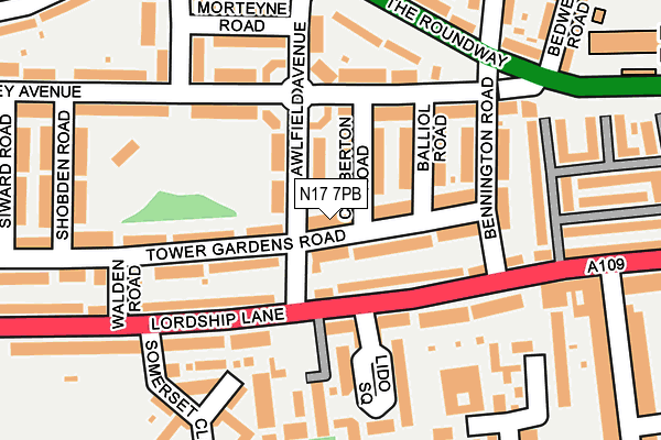 N17 7PB map - OS OpenMap – Local (Ordnance Survey)