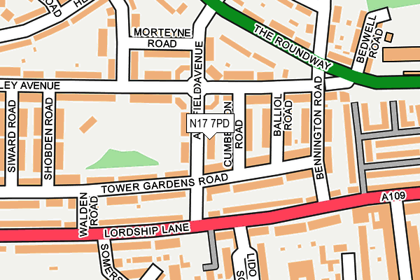 N17 7PD map - OS OpenMap – Local (Ordnance Survey)