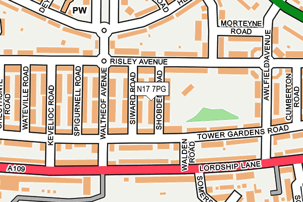 N17 7PG map - OS OpenMap – Local (Ordnance Survey)