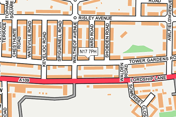 N17 7PH map - OS OpenMap – Local (Ordnance Survey)