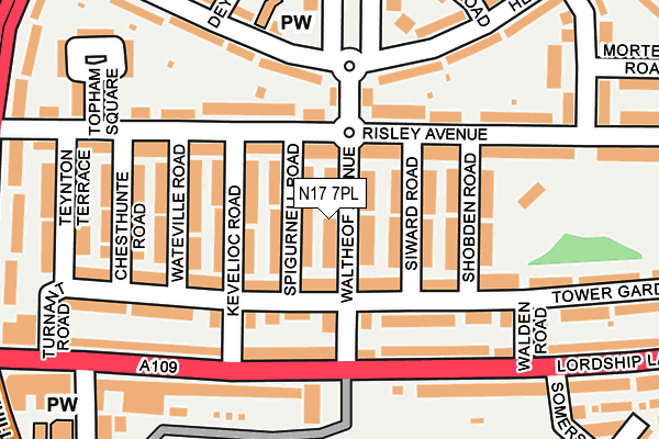 N17 7PL map - OS OpenMap – Local (Ordnance Survey)