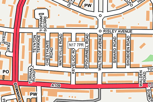 N17 7PR map - OS OpenMap – Local (Ordnance Survey)