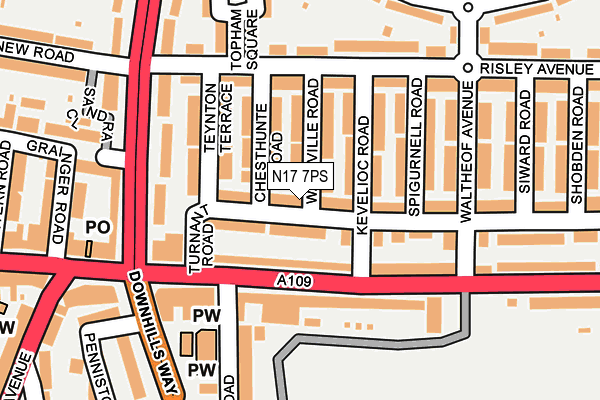N17 7PS map - OS OpenMap – Local (Ordnance Survey)