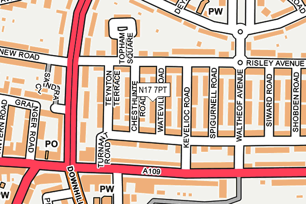 N17 7PT map - OS OpenMap – Local (Ordnance Survey)