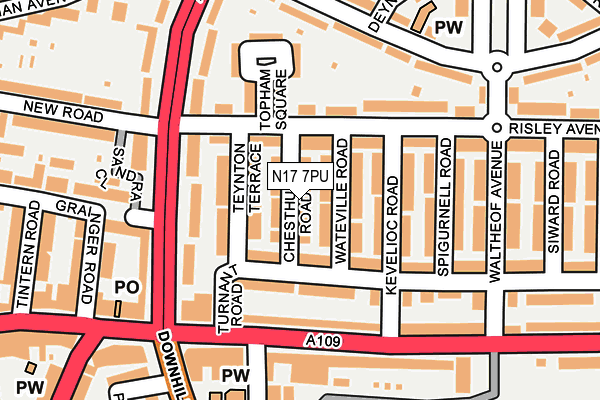N17 7PU map - OS OpenMap – Local (Ordnance Survey)