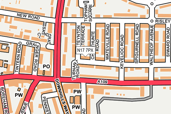 N17 7PX map - OS OpenMap – Local (Ordnance Survey)