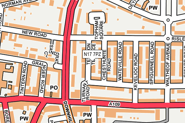 N17 7PZ map - OS OpenMap – Local (Ordnance Survey)