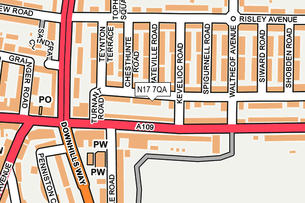 N17 7QA map - OS OpenMap – Local (Ordnance Survey)