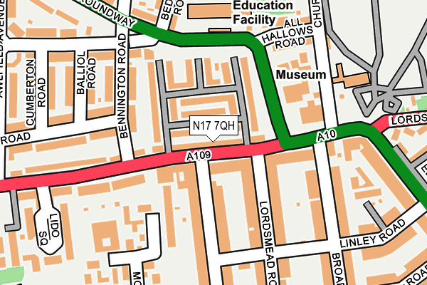 N17 7QH map - OS OpenMap – Local (Ordnance Survey)