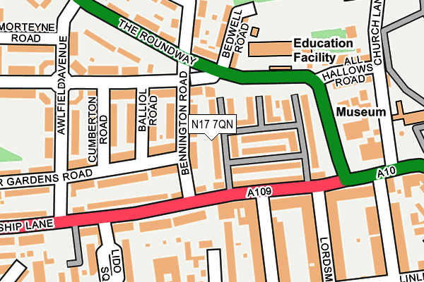 N17 7QN map - OS OpenMap – Local (Ordnance Survey)