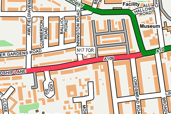 N17 7QR map - OS OpenMap – Local (Ordnance Survey)